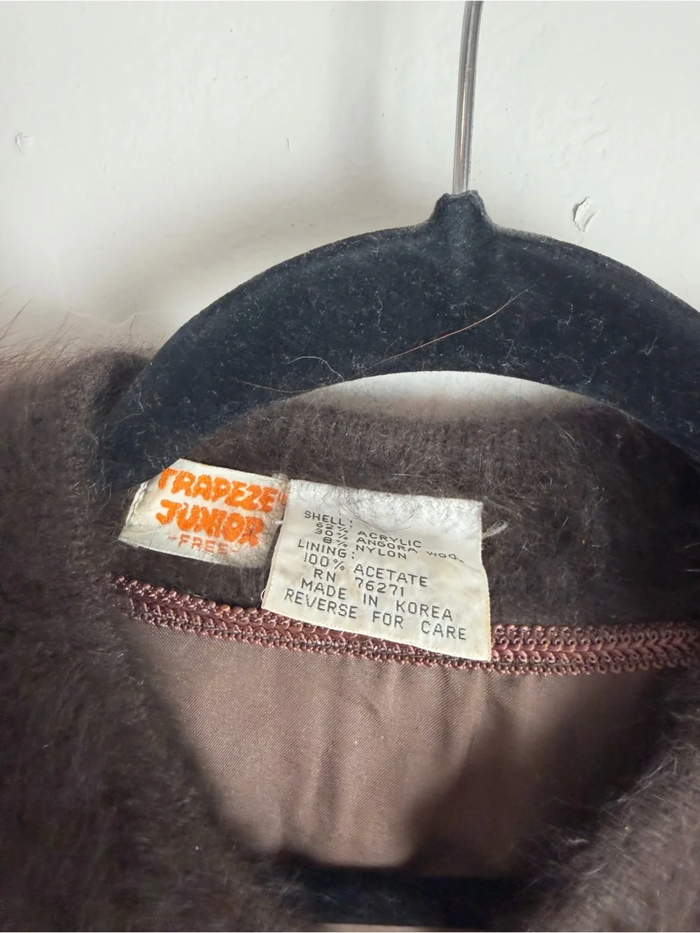 Vintage 1950s/60s Trapeze Junior Angora Wool Knit Jacket Beaded Fur Trim M/L
